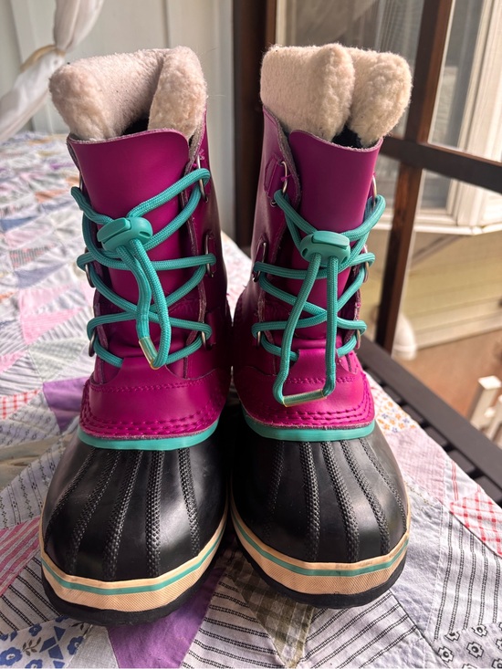 Sorel Other - Sorel Girl’s Hot Pink and Teal Waterproof Winter Rain Snow Boots